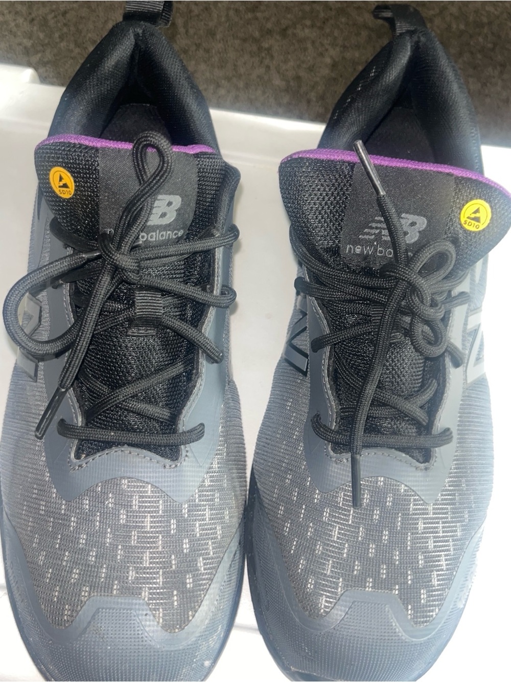 New Balance Women's Steel Toe Gray & Black Sneakers with Purple Trim